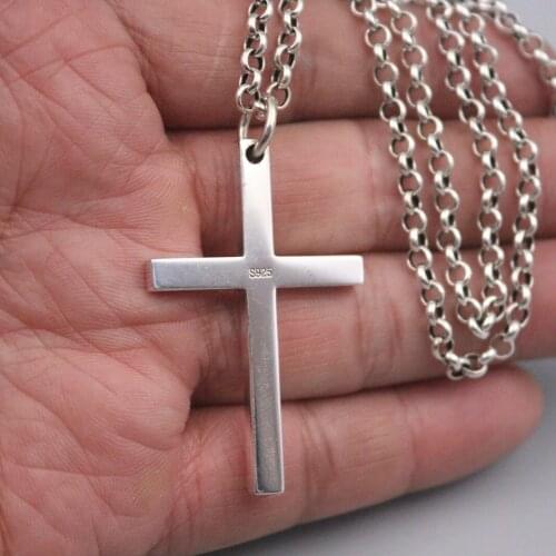 Pure 925 Sterling Silver Pendant 48x28mm Cross Charms About 10g For Woman Man