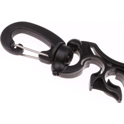2pcs 100mm Scuba Diving Double Hose Holder With Rotates & Folding Clip Black