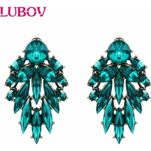 LUBOV Elegant Tree Shape Acrylic Opal Stone Stud Earrings Statement Women Piercing Earrings 2019 New Trendy Jewelry Gift