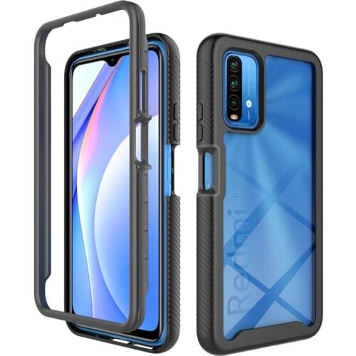 2 IN 1 Hybrid Rugged Armor Shockproof Case For Xiaomi POCO M3 Redmi 9T 9 Power Soft TPU Frame Transparent Acrylic PC Back Cover