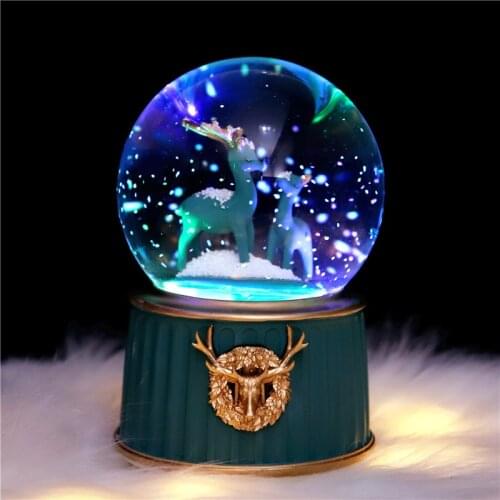 Crystal Ball Music Box Night Light Decoration Birthday Gift Music Box Automatic Snowfall Children’s Day Girl’s Gift Night Lamp