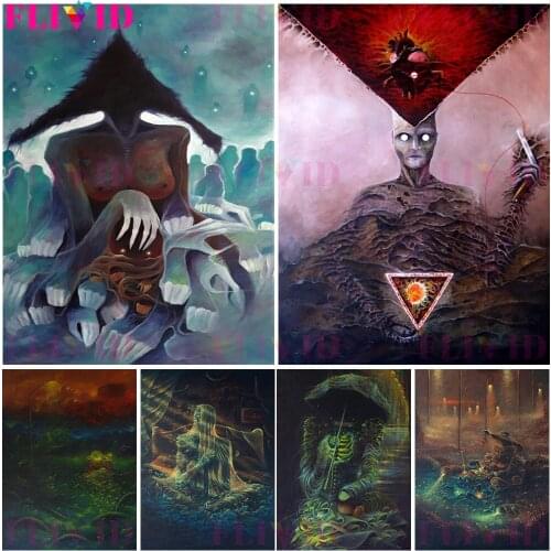 Deep Fear Abstract Art Poster Nothingness Dark And Terrible Wall Art Canvas Painting Eerie,Mysterious Gothic Poster And Print