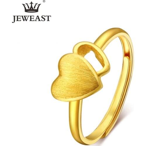 24K Pure Gold Ring Real AU 999 Solid Gold Rings Elegant Shiny Heart Beautiful Upscale Trendy Classic Jewelry Hot Sell New 2020