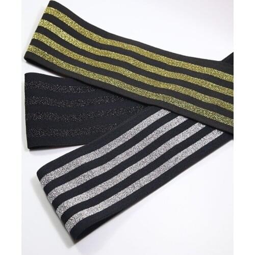7.5 cm wide skin care gold and silver elastic band webbing belt rubber band flat elastic pants belt