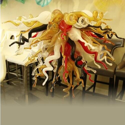 New Designed Tiffany Style Handmade Blown Murano Glass Chandeliers High Ceiling Decoration Hand Blown Glass Modern Pendant Lamps
