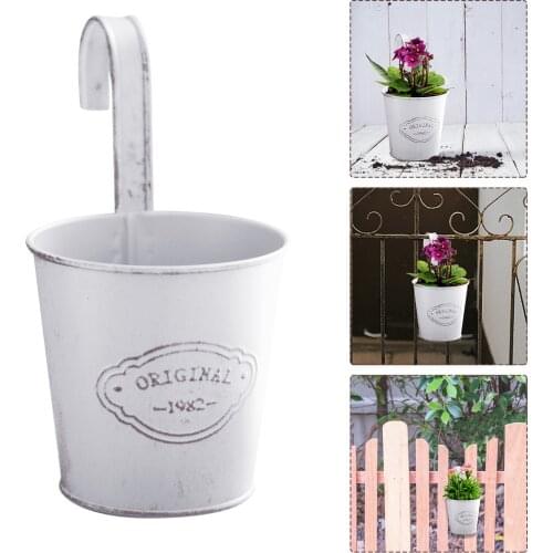 Metal Hanging Flower Pot With Hook Candy Color Garden Planter Bucket For Balcony Flower Basket Home Decor Plants Pot #P2