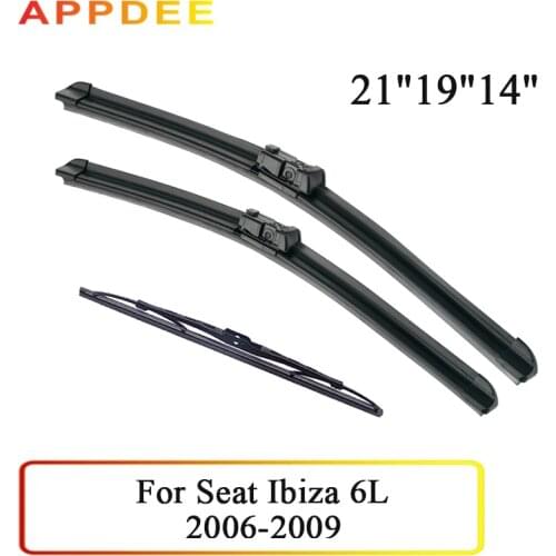 APPDEE Wiper Front & Rear Wiper Blades Set For Seat Ibiza 6L 2006 2007 2008 Windshield Windscreen 21"+19"+14"