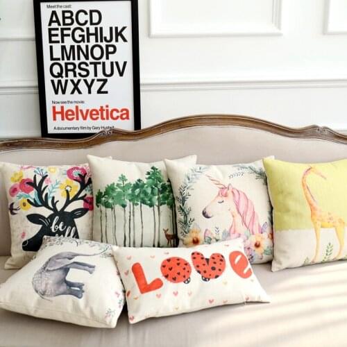 Nordic Fresh Cotton Linen Pillowcase Cartoon Unicorn Cushion Decorative Pillow Home Decor Sofa Throw Pillows Almofadas 45*45