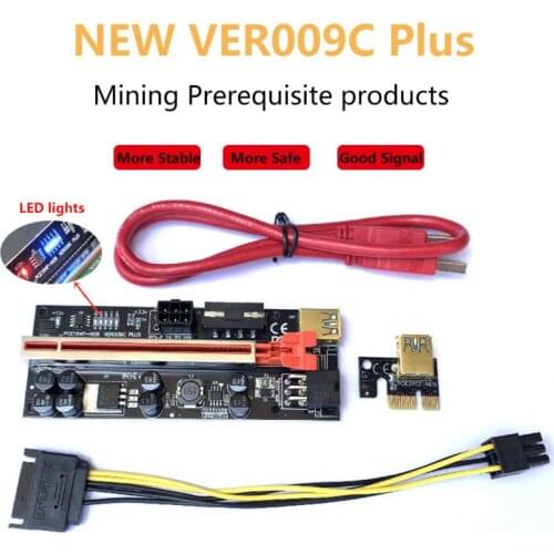 Newest VER009C-PLUS USB 3.0 PCI-E Riser VER 009C Express 1X To 16x Extender Pcie Riser Adapter Card SATA 15pin To 6 Pin Power