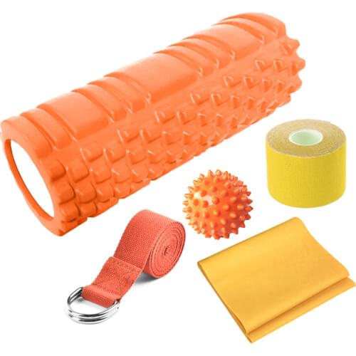 Hollow Yoga Column Back Roller Massage Ball Resistance Latex Tension Band Muscle Stickers Fitness Gym Exercise Relaxation Set