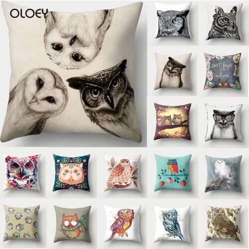 Owl Pattern Polyester Throw Pillow Living Room Pillow Case Car Home Decorative Bed Decoration Pillow Case Soft and Comfortable