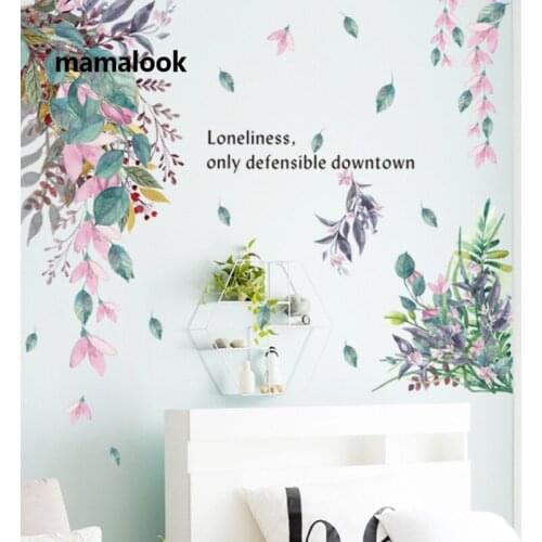 Green plant leaf decoration wall stickers living room bedroom study decoration self-adhesive removable stickers