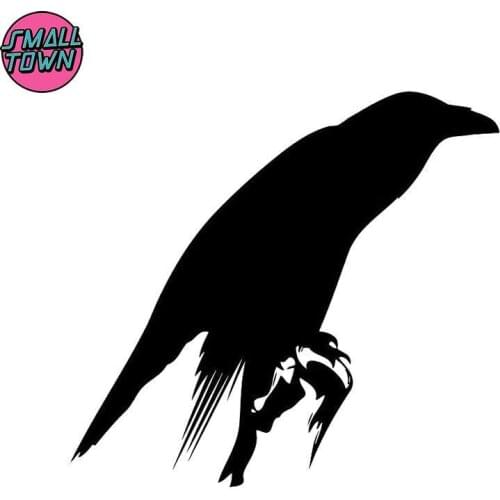 Small Town 16.6cm*15.3cm Crow Bird Fashion Animal Stickers Decals Car Accessories Black/Silver S3-5942