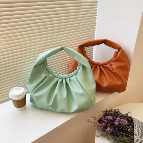 Womens Leather Shoulder Bag 2021 Personality New Trendy Cloud Bag Fashion Portable Croissant Casual One-shoulder Armpit Bag