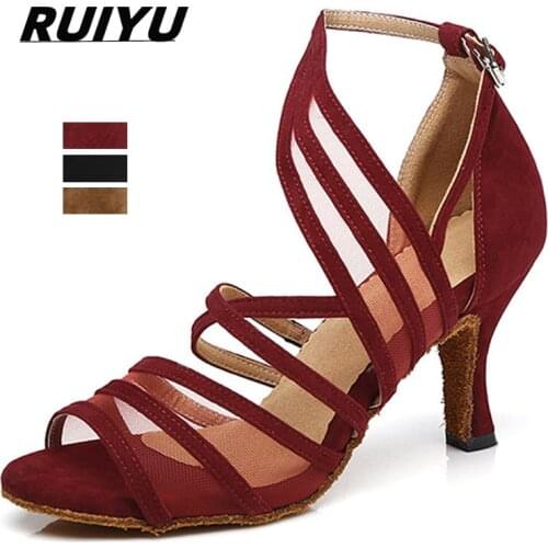 Latin Dance Shoes Ladies Salsa Tango Dance Sneakers Ballroom Wedding Girl High Heels Summer Sandals Black Coffee Red