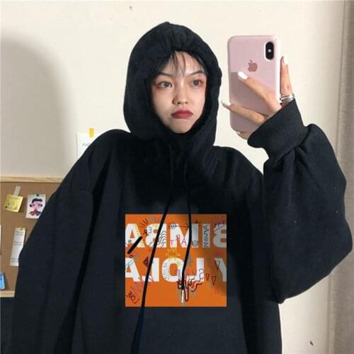 2021 Harajuku Sweatshirts Women Warm Street Punk Women Hoody Spanish clothing Fashionable Casual Aesthetic Graphics Print