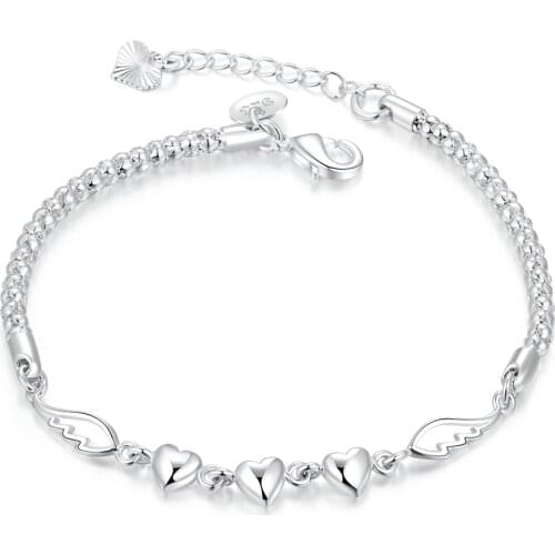 Wholesale lady Charms Chain Beautiful bracelet silver cute fashion for women Wedding nice bracelet jewelry , h365