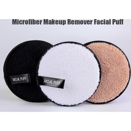 1/3pcs Facial Puff Remover Cotton Microfiber Round Shape Sponge Facial Makeup Double Face Cleansing Cosmetic Tool Wash Flutter