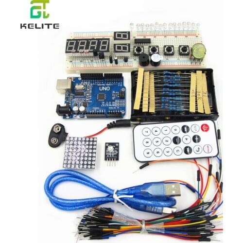 New 1set starter kit with UNO R3 MEGA328P+830 holes Breadboard basics of using the
