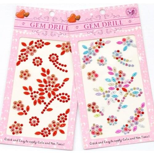 1pc Acrylic Rhinestone Sticker Cartoon Flower Shape Decor DIY Scrapbook Mobile Phone Crystal Office School Supplies Stationery