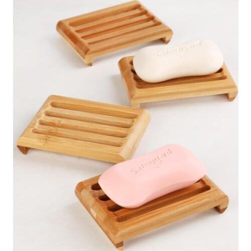 100PCS/LOT Natural Bamboo Soap Dishes Tray Holder Storage Soap Rack Plate Box Container Bathroom Japanese style soap box SN91
