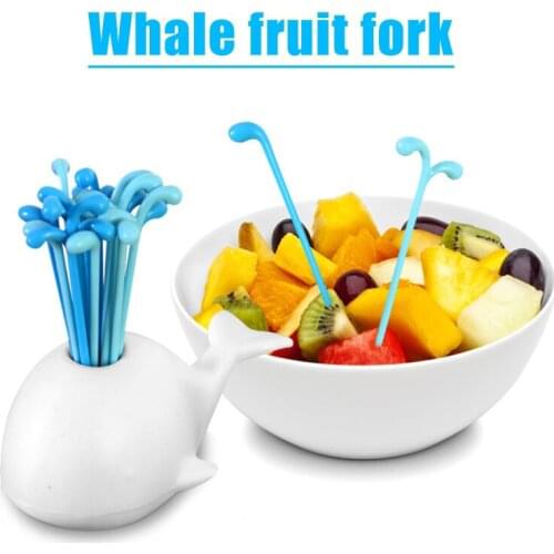 16 Pcs/Set Cute White Whale Fruit Fork Buffet Cake Salad Snack Food Fruit Dessert Pick Toothpick Food Picks for Kitchen Camping