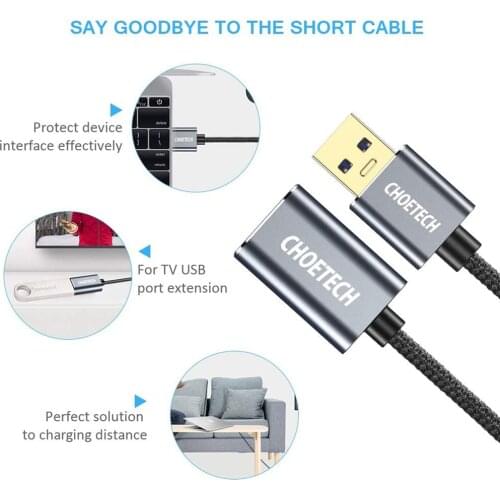 2m USB 3.0 Extension Cable Male to Female 5Gbps High Data Transfer Cord for Desktop Computer, Laptop, USB Hubs, Printers