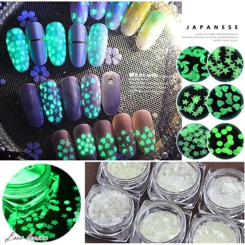 2pcs Ultra-thin Luminous Sequins 3D Nail Art Decorations Glow In The Dark Fluorescent Flakes Design Manicure Books Accessories