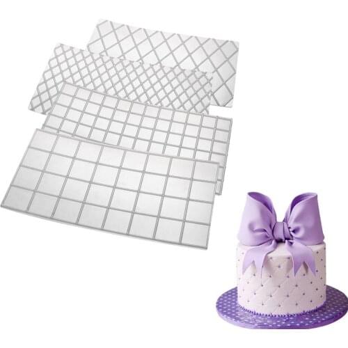 4PCS Grid Imprint Mat Set Texture Sheet Texture Mat Buttercream Fondant Cake Border Decoration Imprint Baking Mat DIY Cake Mold