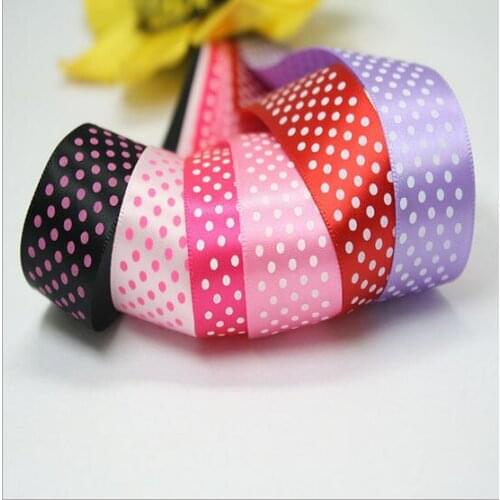 5yards 16mm colorful dots ribbon printing ink characters ribbon DIY ployester ribbon