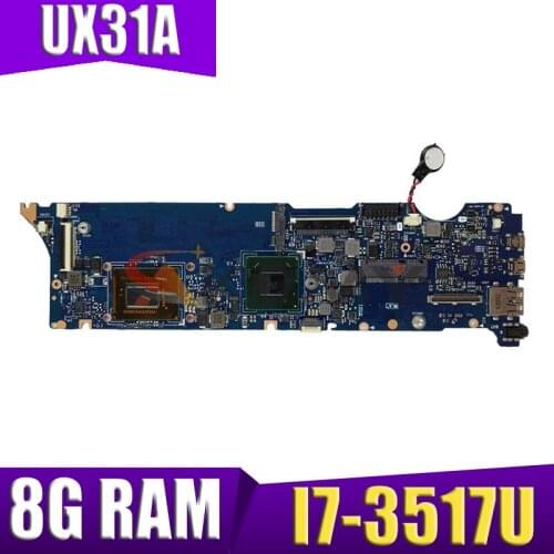 Akemy New! UX31A Laptop motherboard For Asus UX31KI3537A UX31A2 UX31A Test original mainboard HM76 GMA HD 4000 8G RAM I7-3517U