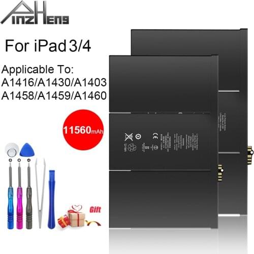 PINZHENG Original Tablet Battery For iPad 3/4 rd A1403 A1416 A1430 A1433 A1459 A1460 A1389 11560mAh Battery For Apple iPad 3 4