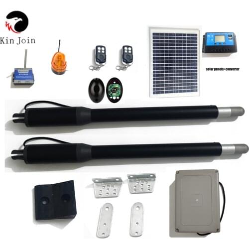 KinJoin Solar Automatic Swing Gate Opener Motor Dual Arm Opener Operator Linear Actuators with Remote Controls Optional