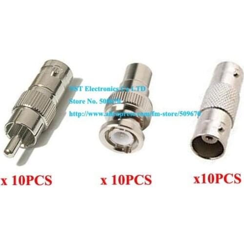 Free Shipping /10Sets(30pcs)/ BNC Male to RCA Female & BNC Female to RCA Male & BNC Double Female CCTV Connectors Plug Adapter