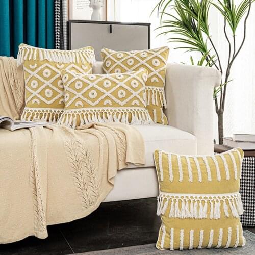 Boho Style Cushion Cover 45x45cm/30x50cm Pillow Cover Tassles Home Decoration for living Room Bed Room Zip Open
