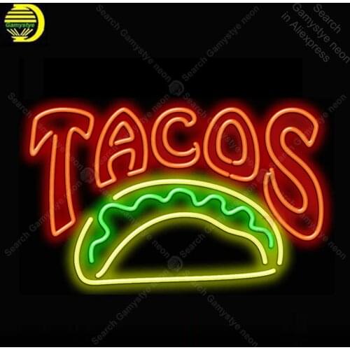Large Tacos Neon Light Sign Glass Tube Neon Bulb Sign Decor Wall Food Store Coffee Neon board Sign lamp Neon Signs For Room Wall