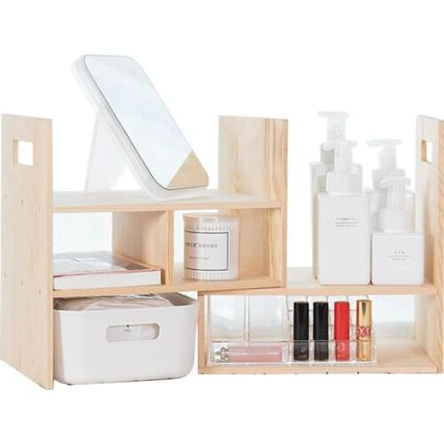 Large DIY Wooden Book Shelves Desk Organizer Office School Desk Accessories Organizer Tray Book Holder Storage Tray Makeup