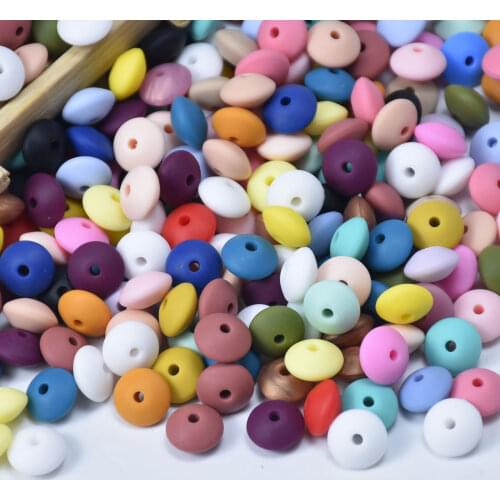 50 PCS Candy Colors Silicone Teething Round Beads 9 MM Baby Teething Perles Beads Food Silicone Balls Toys Beads Soft Pink Blue