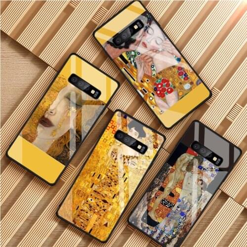 Gustav Klimt Tempered Glass Phone Case For Samsung Galaxy S8 S9 S10 S20 PLUS J8 J6 J4 2018 NOTE 8 9 10 Cover