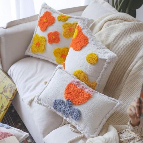 Cutelife Nordic Yellow Flower Cotton Waifu Body Satin Pillowcase White Pillow Cover Home Car Decorative Sofa Pillow Case 45X45
