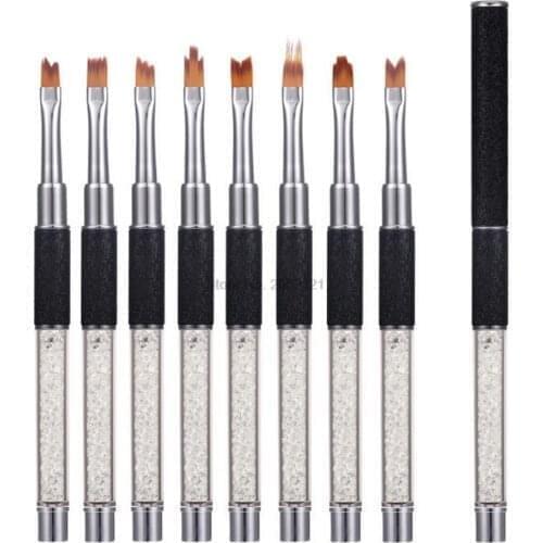 By dhl or ems 200pcs UV Gel Round Brush Pen Crystal Handled Nail Art Manicure Tool new