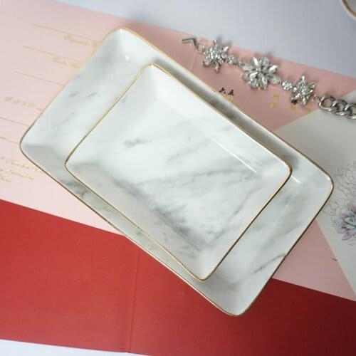 Exports to Europe and the United States HOT marble pattern painted gold edge multi-functional jewelry storage tray