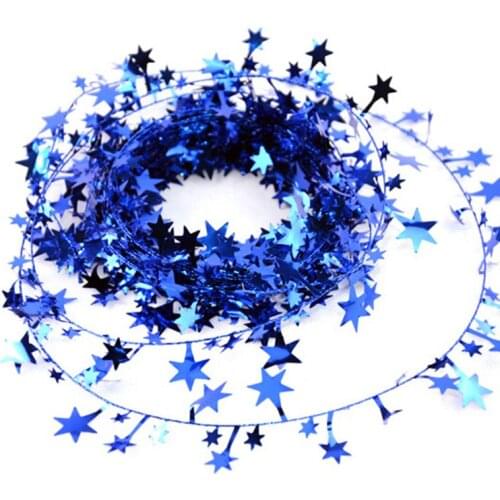 1PCS 5M Christmas Tree Hanging Star Pine Tinsel Stars Rattan Garland Christmas Decoration Ornament