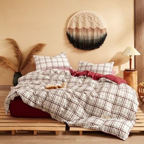 4pcs Red Plaid Bedding Set Printed Bed Sheet Flat Sheet Bed Skirt Bed Spread Bed Cover Quilt Cover King Queen Twin Size