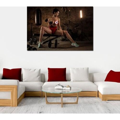 Beautiful Lady Model Sexy Girl in Gym Photo Wall Art Poster and Prints Canvas Art Painting For Room Decor