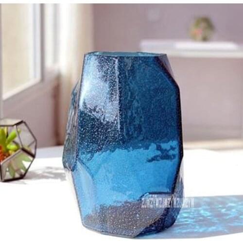 Creative European Geometric Multi-faceted Glass Vase Home Decoration Countertop Flower Vase Ornaments Height 21.5cm, Hot Selling