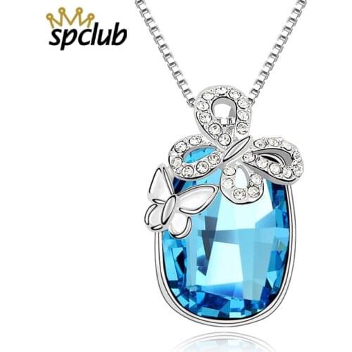Hot Fashion Women Crystal From Swarovski Necklaces Jewelry Trendy Charms Butterfly Necklace Chain Animal Necklaces & Pendants