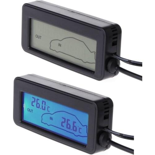 Mini Digital Car LCD Display Indoor Outdoor Thermometer 12V Vehicles 1.5m Cable Sensor