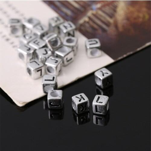 Mini Order 400pcs/lot 6*6mm Cube Acrylic Letter Beads Big Hole English Character Alphabet Jewelry Spacer Beads Fit Bracelet DIY