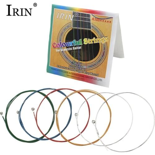 IRIN 0.012-0.053 Inch Acoustic Guitar Strings Set Stainless Steel Colorful Coated Copper Alloy Wound Guitar Accessories